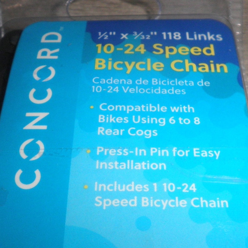 Concord Replacement Multi-Speed Steel Bicycle Chain 10-24 Speed Bikes, 118 Links