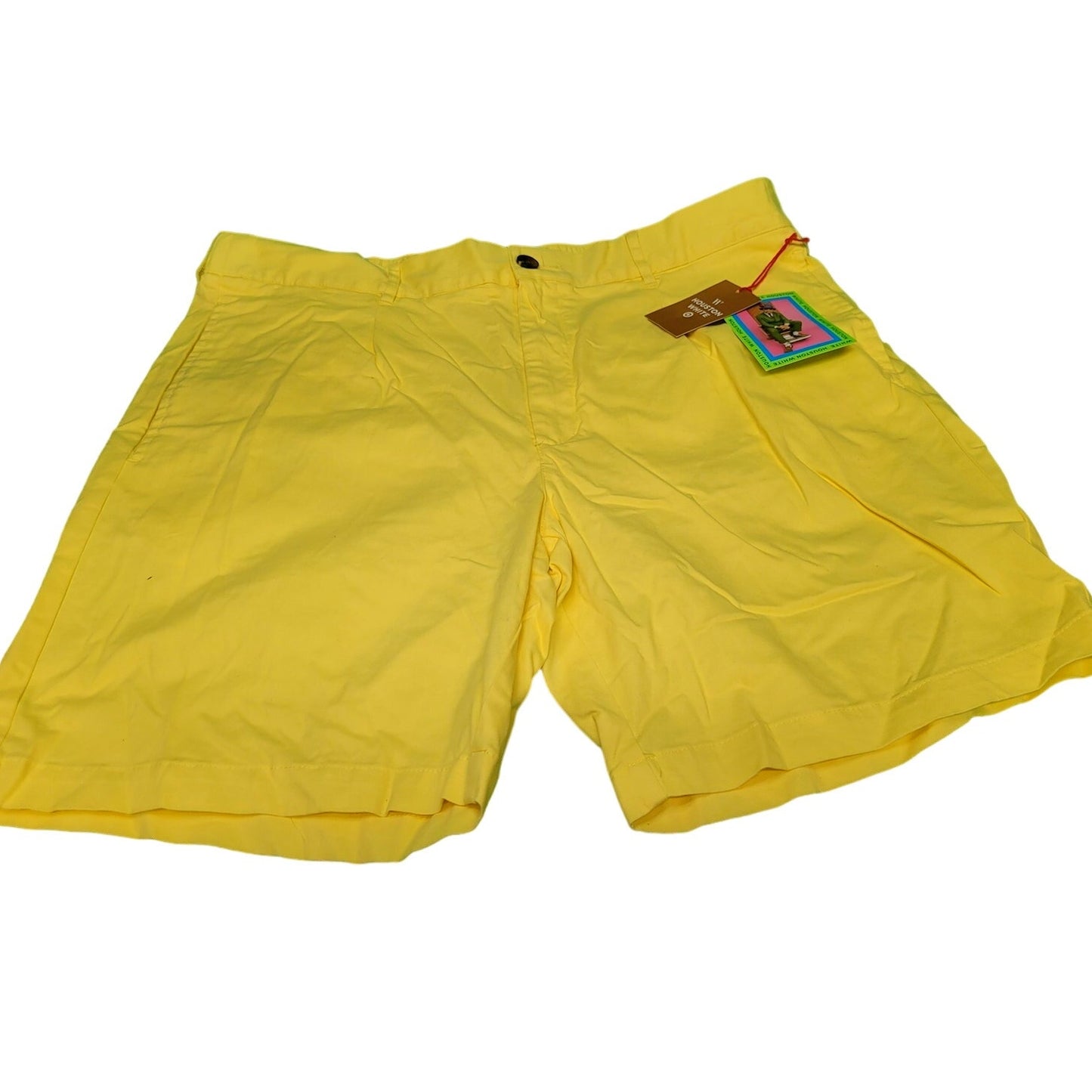 Houston White Unisex Adult Twill Shorts - Yellow, Size 40, Inseam 8", NWT