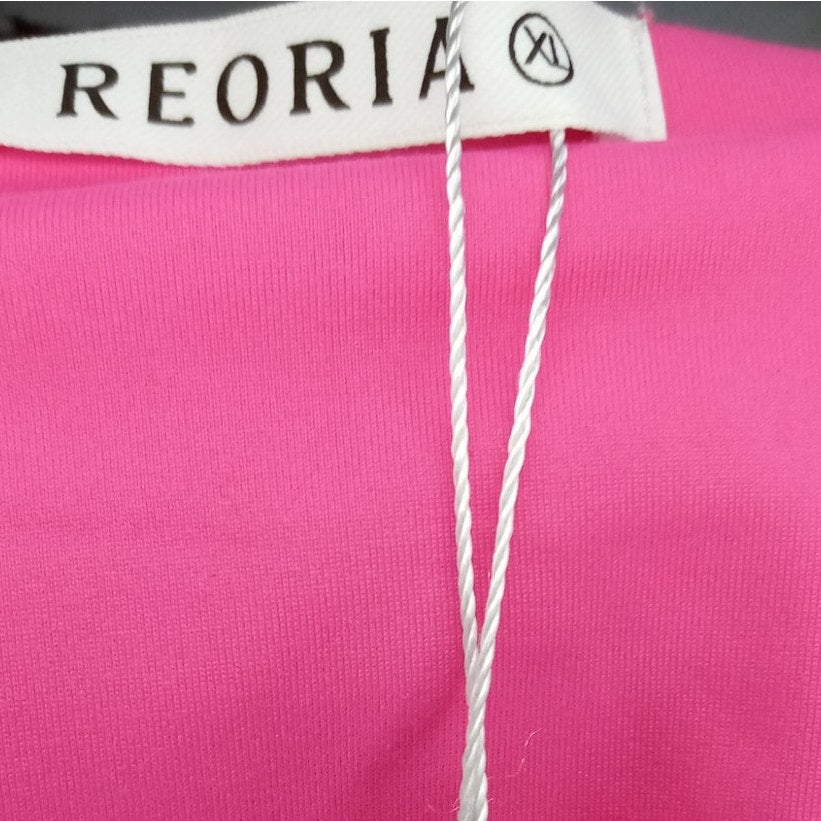 REORIA Sleeveless Double-Lined Halter Neck Bodysuit Tank Top, Pink, XL (34 Bust)