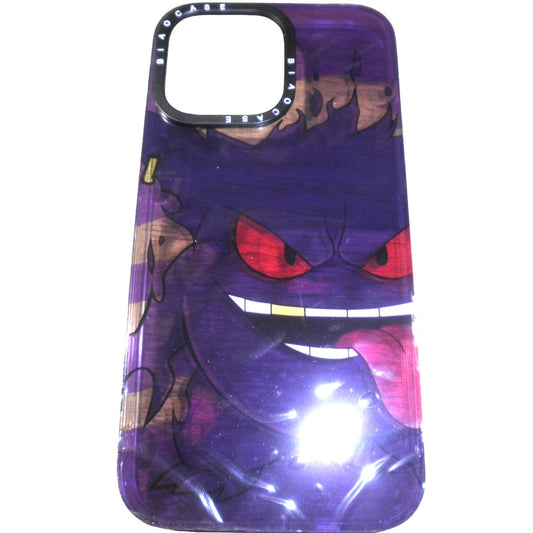 Red-Eye Gengar Ghost Phone Case for iPhone 14 Pro Max, Purple, Pokemon Case