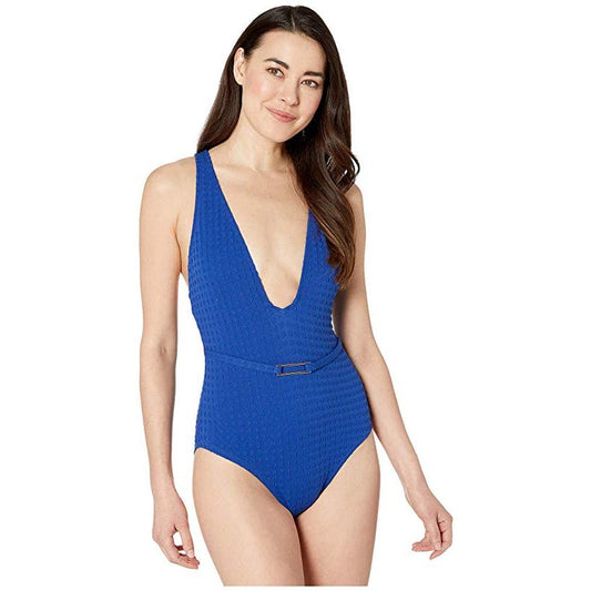 Women's Swimsuit, Blueberry, Get to The Point, Plunge Mio One-Piece, V-Front, 14