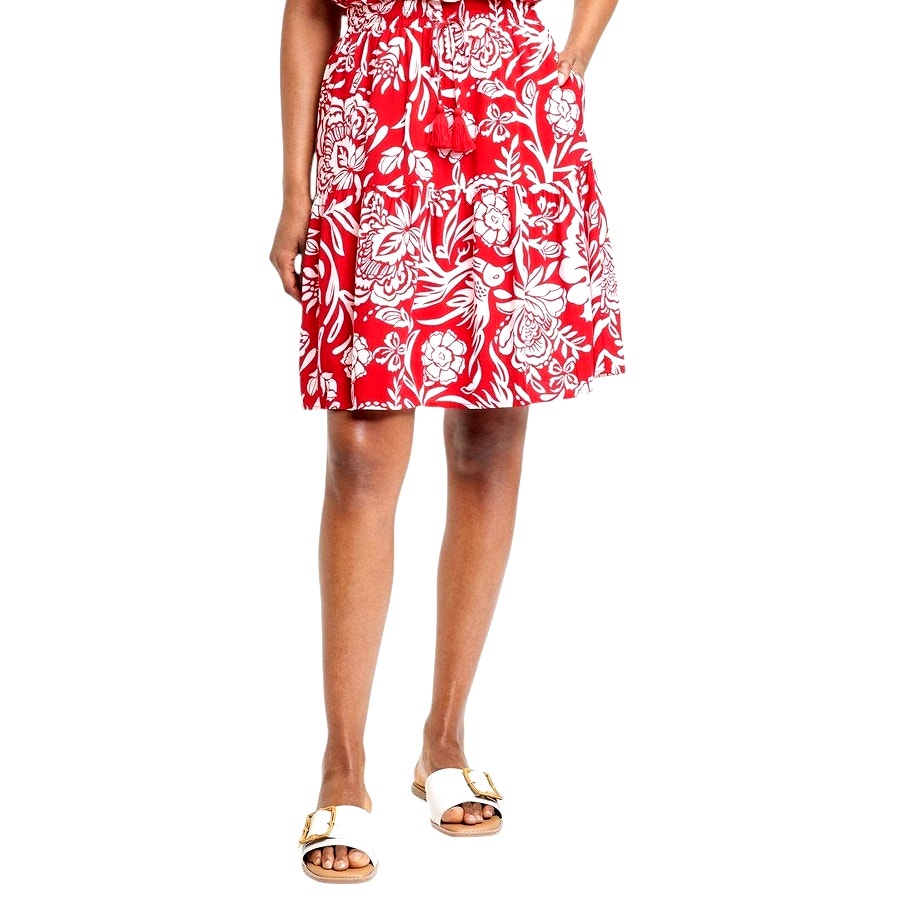 Women's Mini Tiered A-Line Skirt - Knox Rose Red Floral XS