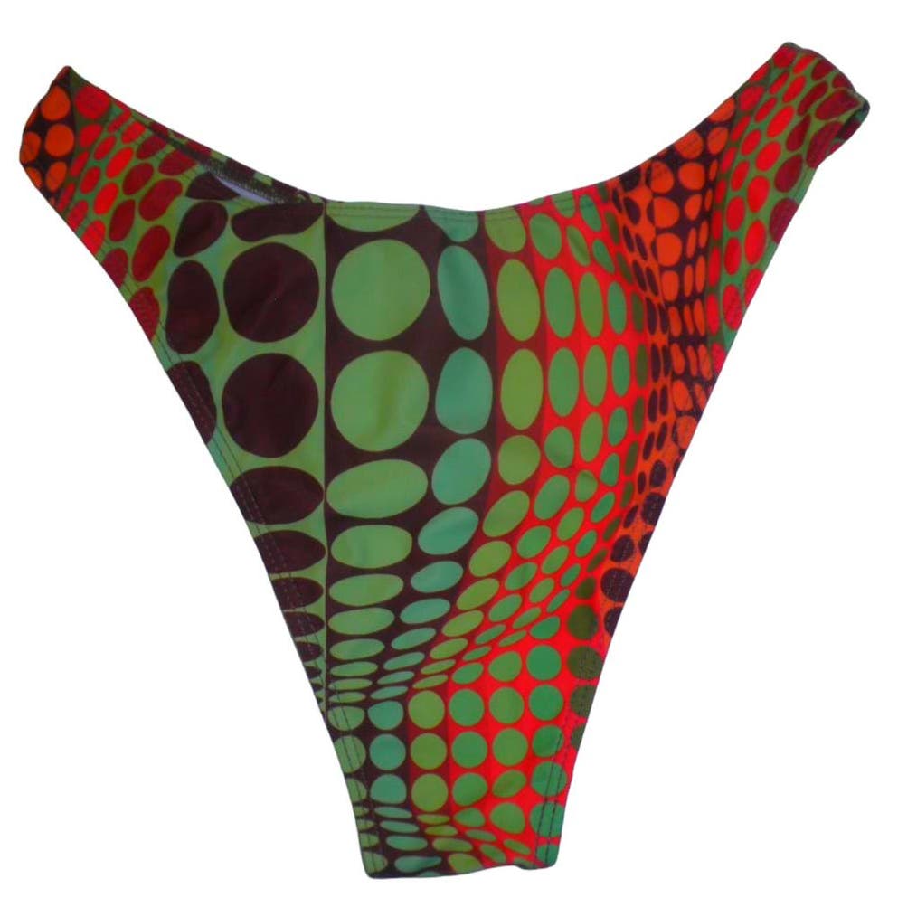 Digital Geometric Print Ombre Triangle Bikini Bottoms, Size Medium