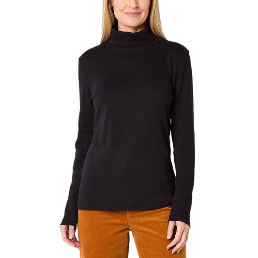 St. John's Bay Tall Women's Long Sleeve Turtleneck, Black, Small/Tall ST