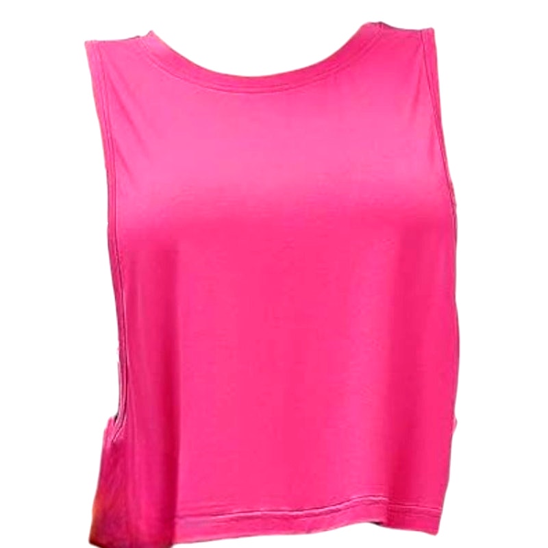 Mippo Mesh Back Workout Crop Tops Loose Fit Running Tank Tops, Fuchsia, XL