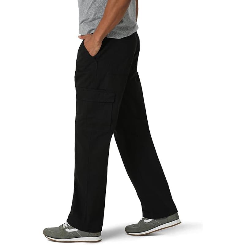 Wrangler Authentics Big & Tall 4X Relaxed Fit Cargo Pants, Black Twill 54W x 32L