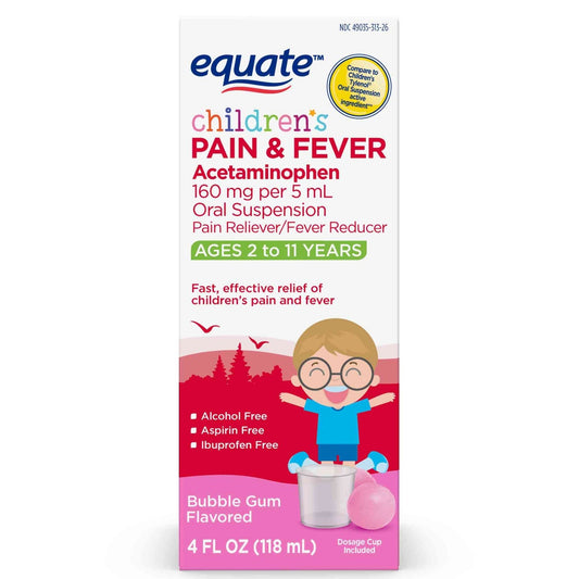 Equate Children Pain Reliever Oral Suspension Liquid, Acetaminophen 4 Fl Oz