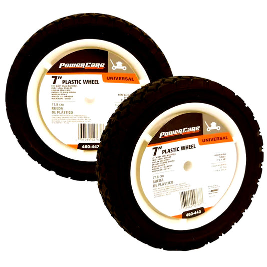 2-PK Powercare 7 in. x 1.5 in. Universal Plastic Wheel Set for Lawn Mowers