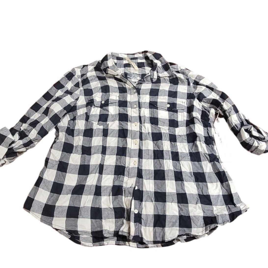 Truth NYC Women's Flannel Shirt, Black/White, Size 1X