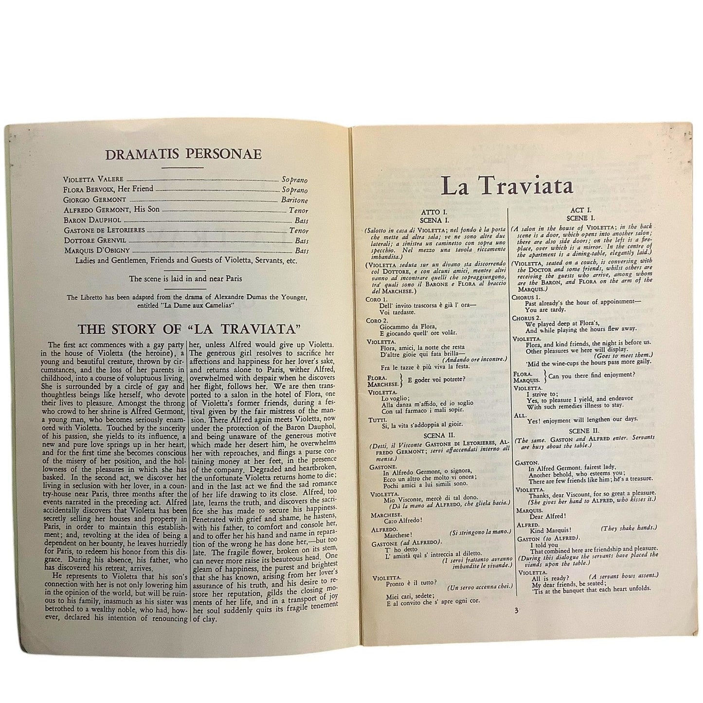 Grand Opera Libretto, La Traviata Verdi, Circa 1960's, Edwin F. Kalmus, NYC