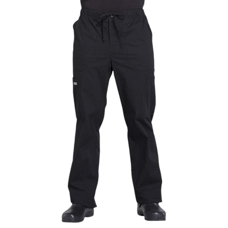 Cherokee Mens 5-Pocket Scrub Pant Tapered Leg, Fly Zipper Front, Cargo Pants, LT