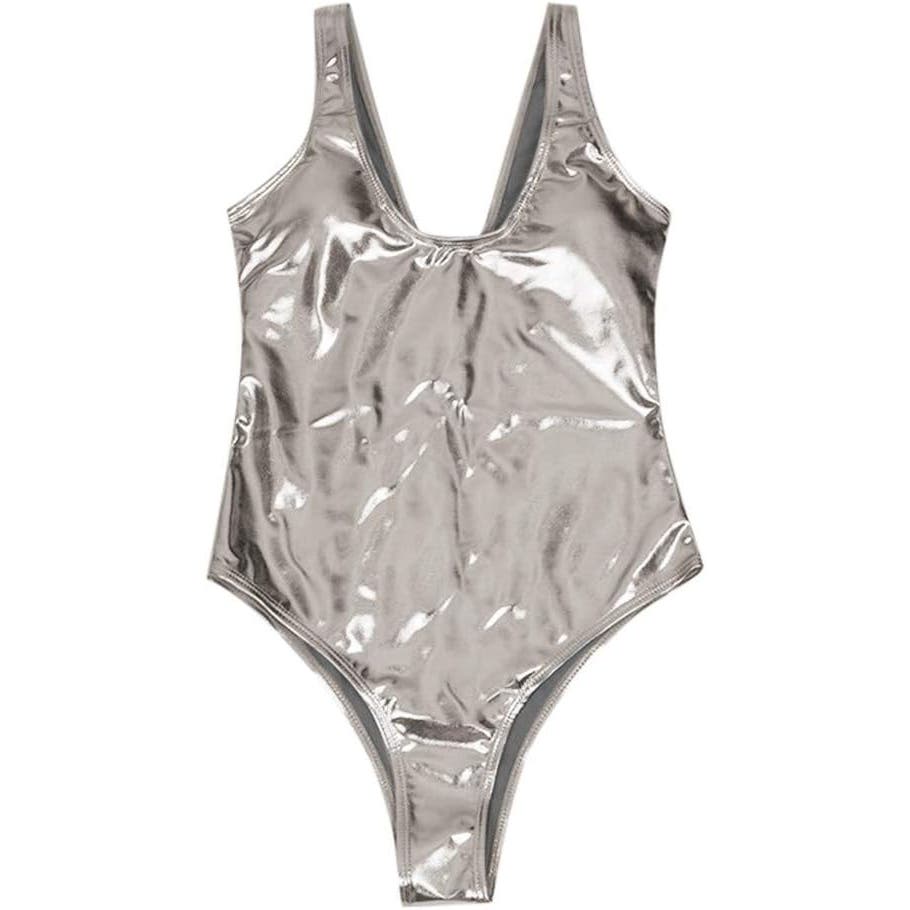 One-Piece Bathing Suit, Bikini Set, Bathing Suit Swimwear, Large (8), Silver