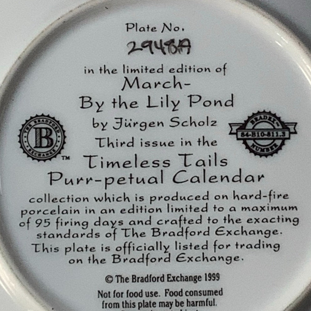 Collector's Plate: Purr-petual Calendar, By the Lily Pond, March 1999, BradEx