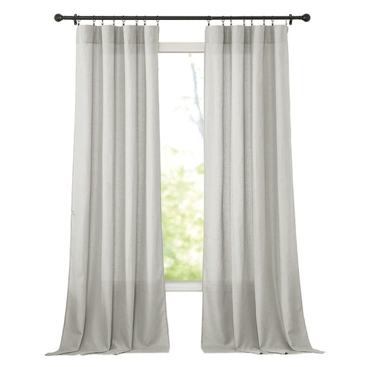 Flax Linen Blend Curtains Privacy Light Filtering, 55"W x 95"L, Set of 2 Panels