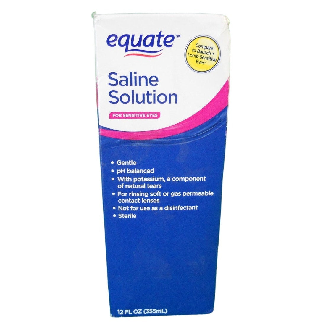 2-PK Equate Sensitive Eyes Saline Solution for Contact Lenses, 12 fl oz