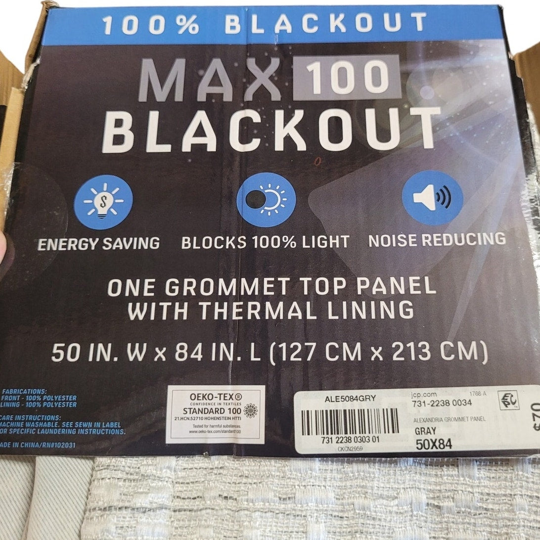 Max Blackout Alexandria Thermal 100% Blackout Grommet Single Curtain Panel 50x84