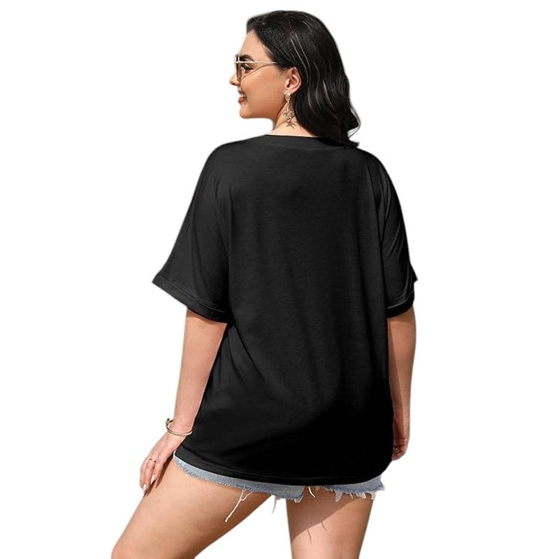 IN'VOLAND Women's Short Sleeve Loose Semi Sheer Blouse Tunic, Black, 22W