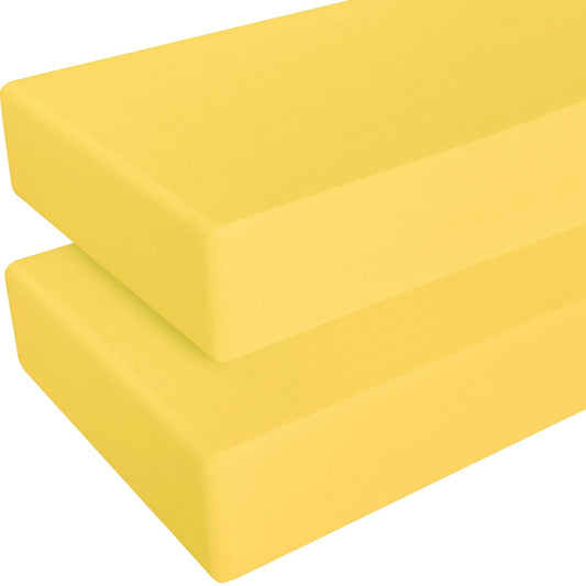 NTBAY 2 Pack Satin Fitted Crib Sheet, Super Soft and Cozy 28x52x8 Crib Sheet for Standard Crib and Toddler Mattresses, Boys Girls Unisex Yellow/Gold