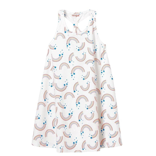 Girls' Printed Sleeveless Knit Dress, Rainbow, Size XS (4/5), White - Cat & Jack