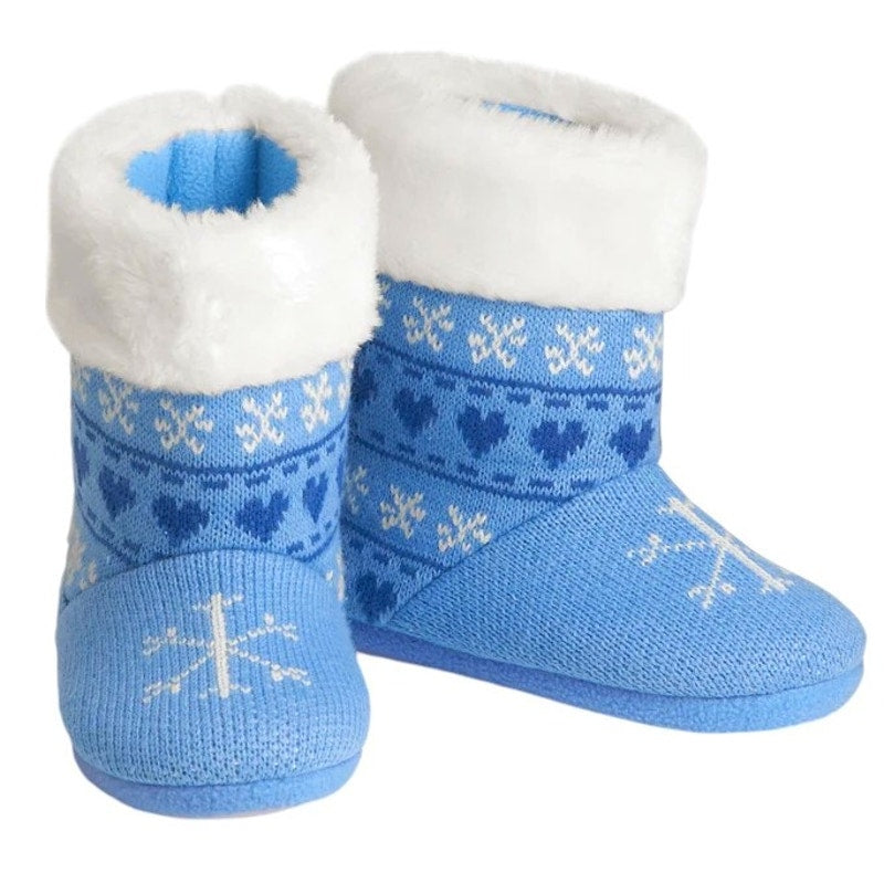 American Girl Blue Polar Bear Fleece Lined Knit Booties, Size M (3.5-5)