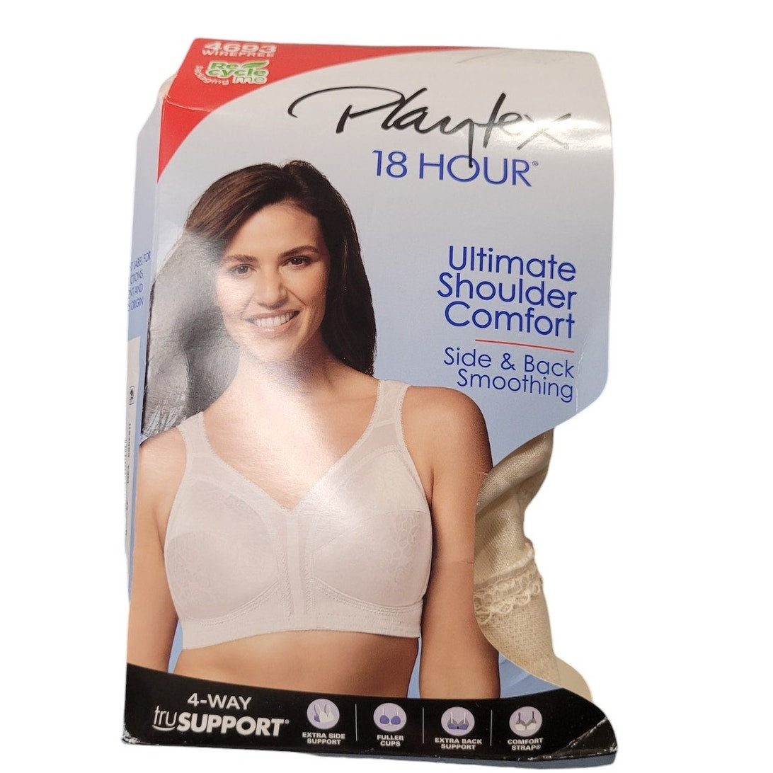 PLAYTEX 18 Hour 4693 Ultimate Shoulder Comfort & Support Wireless Bra, 44D