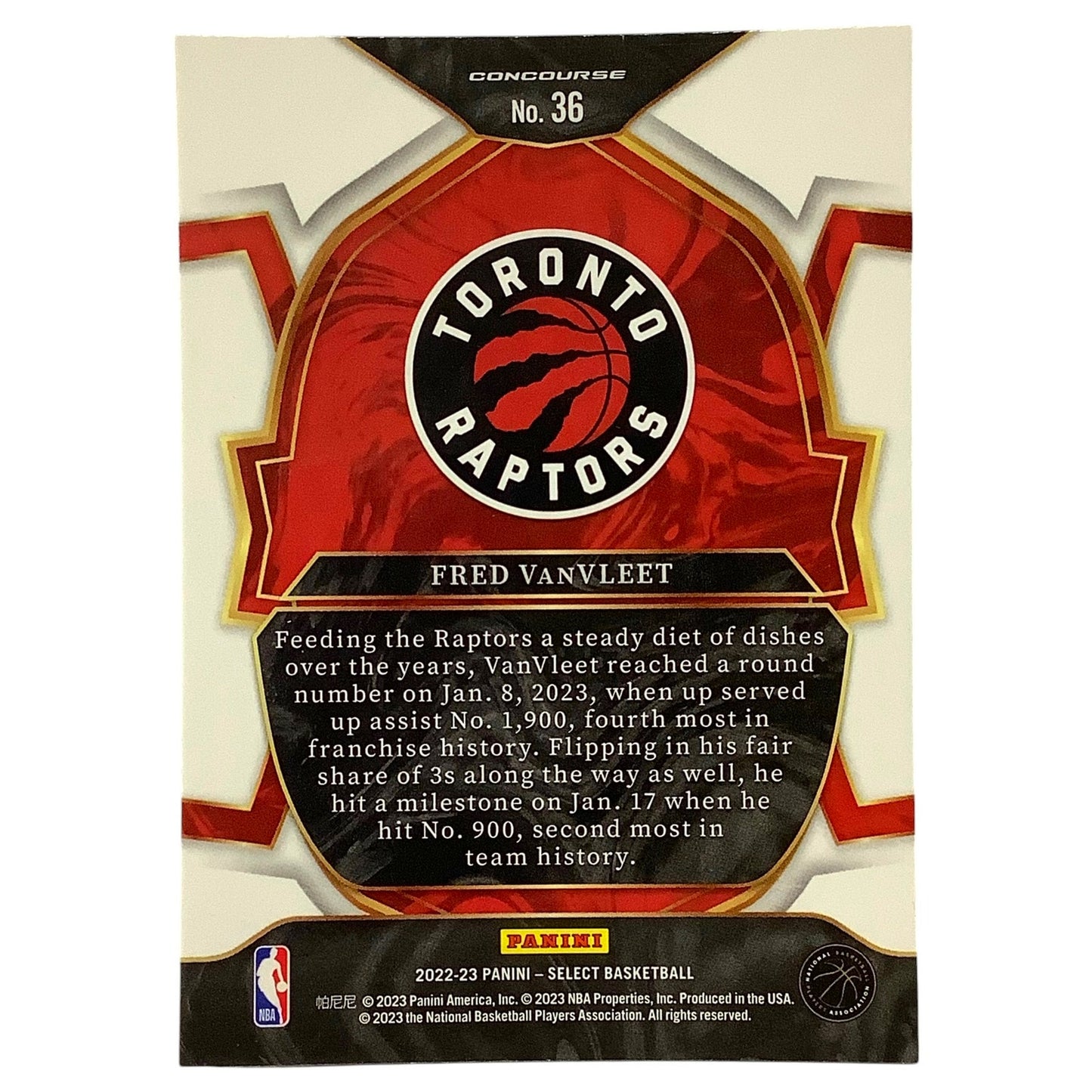 Fred VanVleet, Toronto Raptors, Card #36, 2022-23 NBA Panini Select