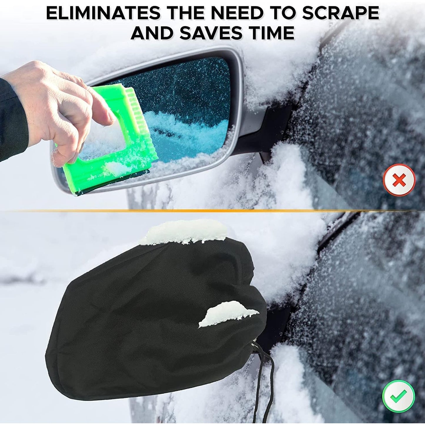 EcoNour Side Mirror Snow Covers (2) & Wiper Blade Covers (2)- Fits most Vehicles