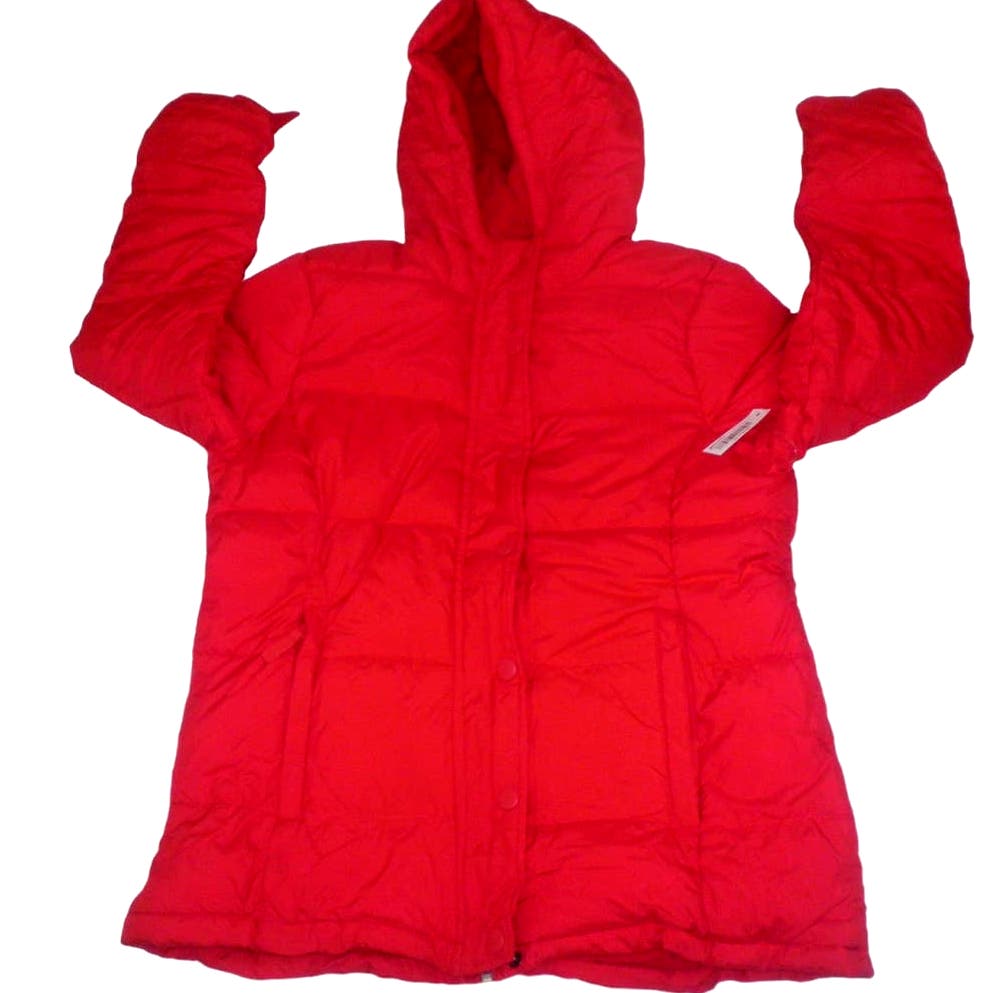 Women's Heavyweight Long-Sleeve Hooded Puffer Coat, Poppy Red, Medium