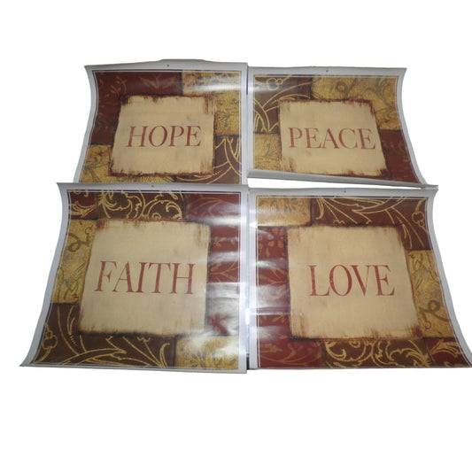 Vintage Y2K Era Browns & Reds 10.75" x 10.75" Faith, Hope, Love & Peace Stickers