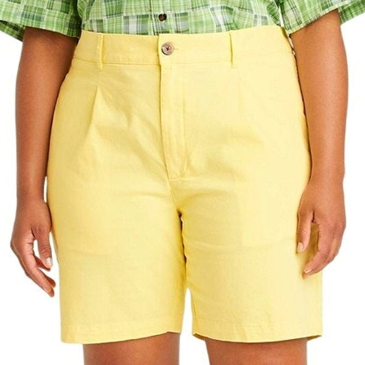 Houston White Unisex Adult Twill Shorts - Yellow, Size 40, Inseam 8", NWT