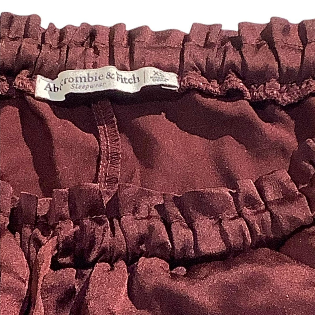 Abercrombie & Fitch XS Satin Sleep Pants, Brown, Slash Pockets, EUC