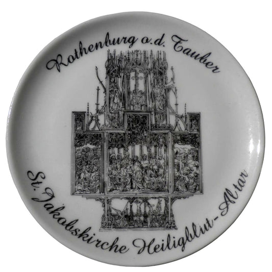 VTG Porcelain Coaster, 3-7/8"D, Rothenburg o.d. Tauber, Holy Blood Altarpiece