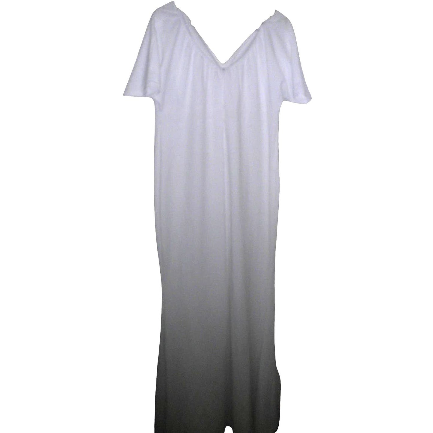 Women's Sexy Cap, Short Sleeve, V-Neck Flowy Maxi Cocktail Gown, White, XXL