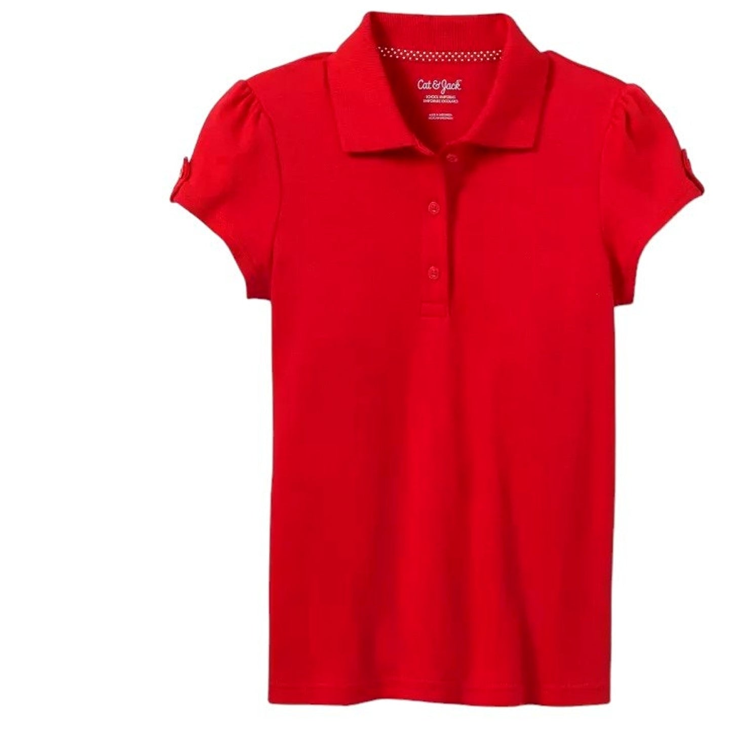 Girls' Short Sleeve Interlock Polo Shirt - Cat & Jack™ Red Medium (8)