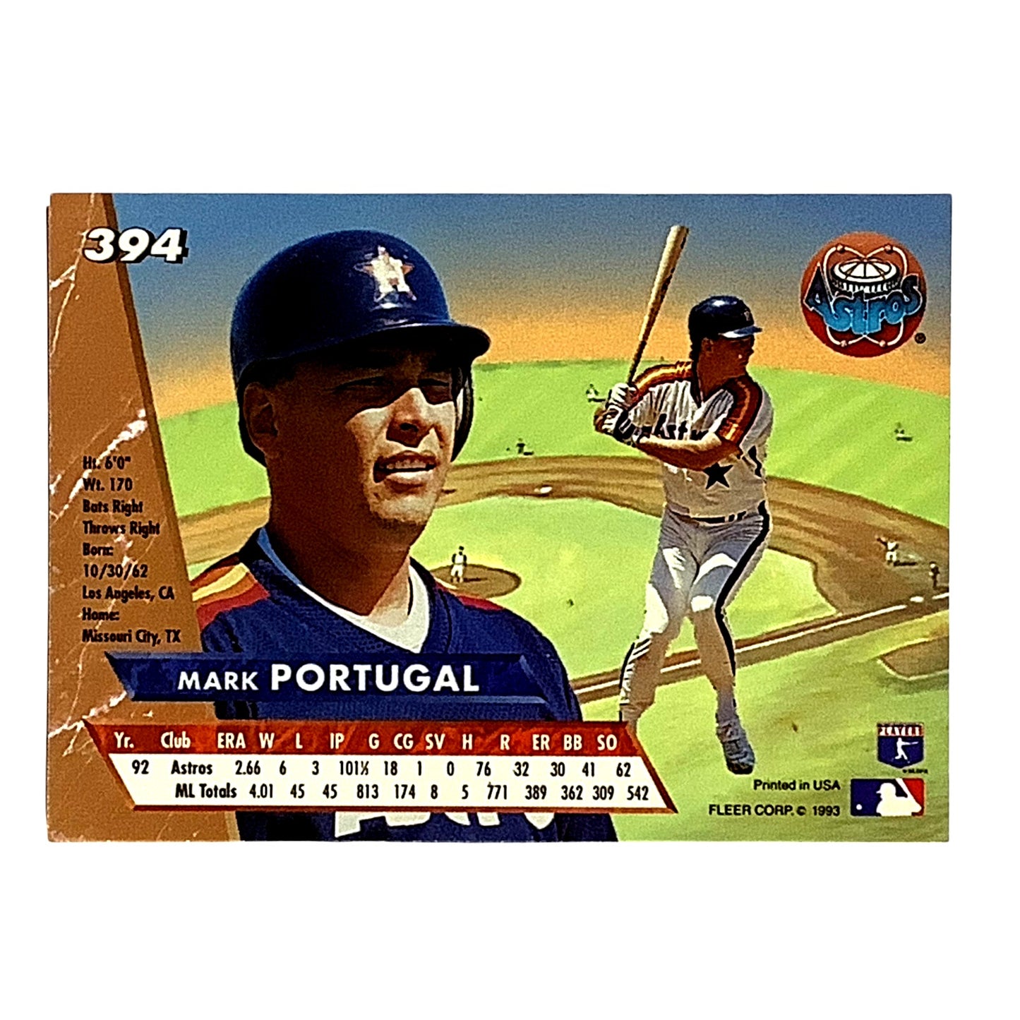 Mark Portugal Houston Astros, MLB, Fleer Ultra Baseball 1993, Card 394, EX/NM