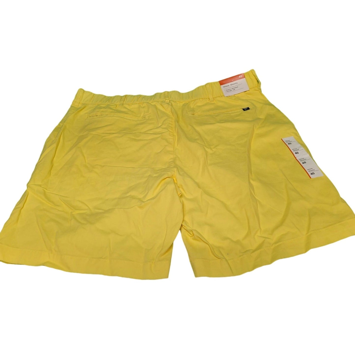 Houston White Unisex Adult Twill Shorts - Yellow, Size 40, Inseam 8", NWT