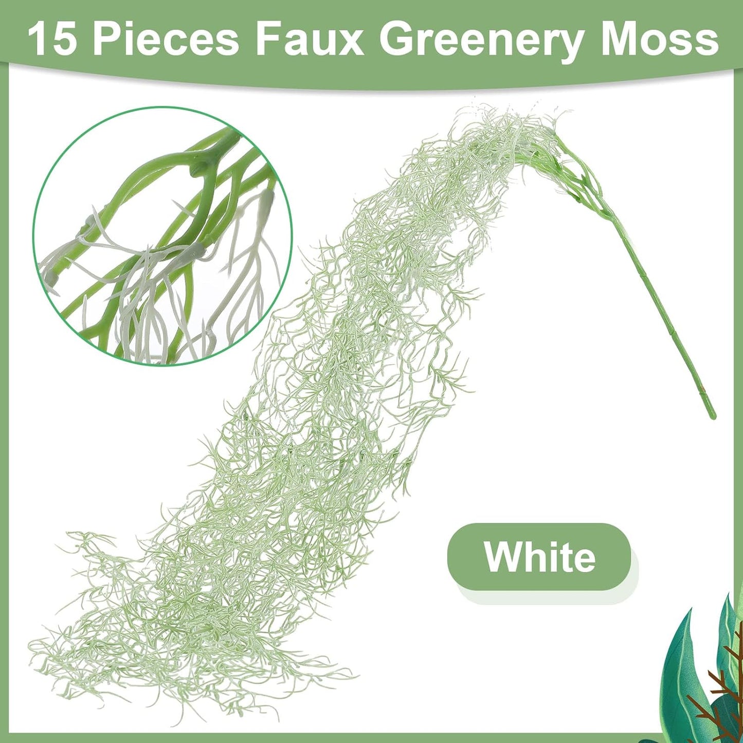 15 Pieces Faux Spanish Greenery Moss for Crafts, Potted Plants & Arrangements