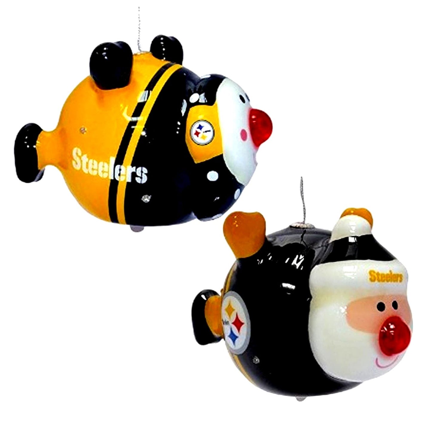 Pittsburgh Steelers NFL Licensed LED Santa and Snowman Christmas Ornaments