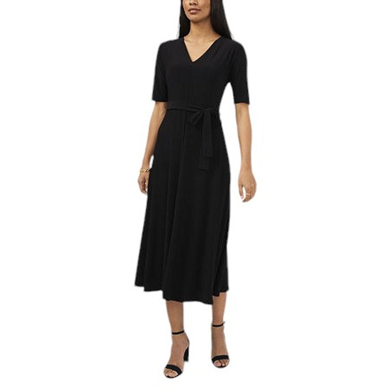 MSK Short Sleeve MIDI Fit + Flare Dress, X-large, Black, XL (16-18)