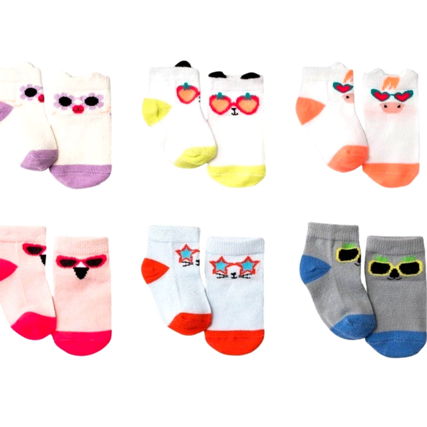 Infant (6-12M) 12 PK Animals/Sunglasses Print Socks - Cat & Jack