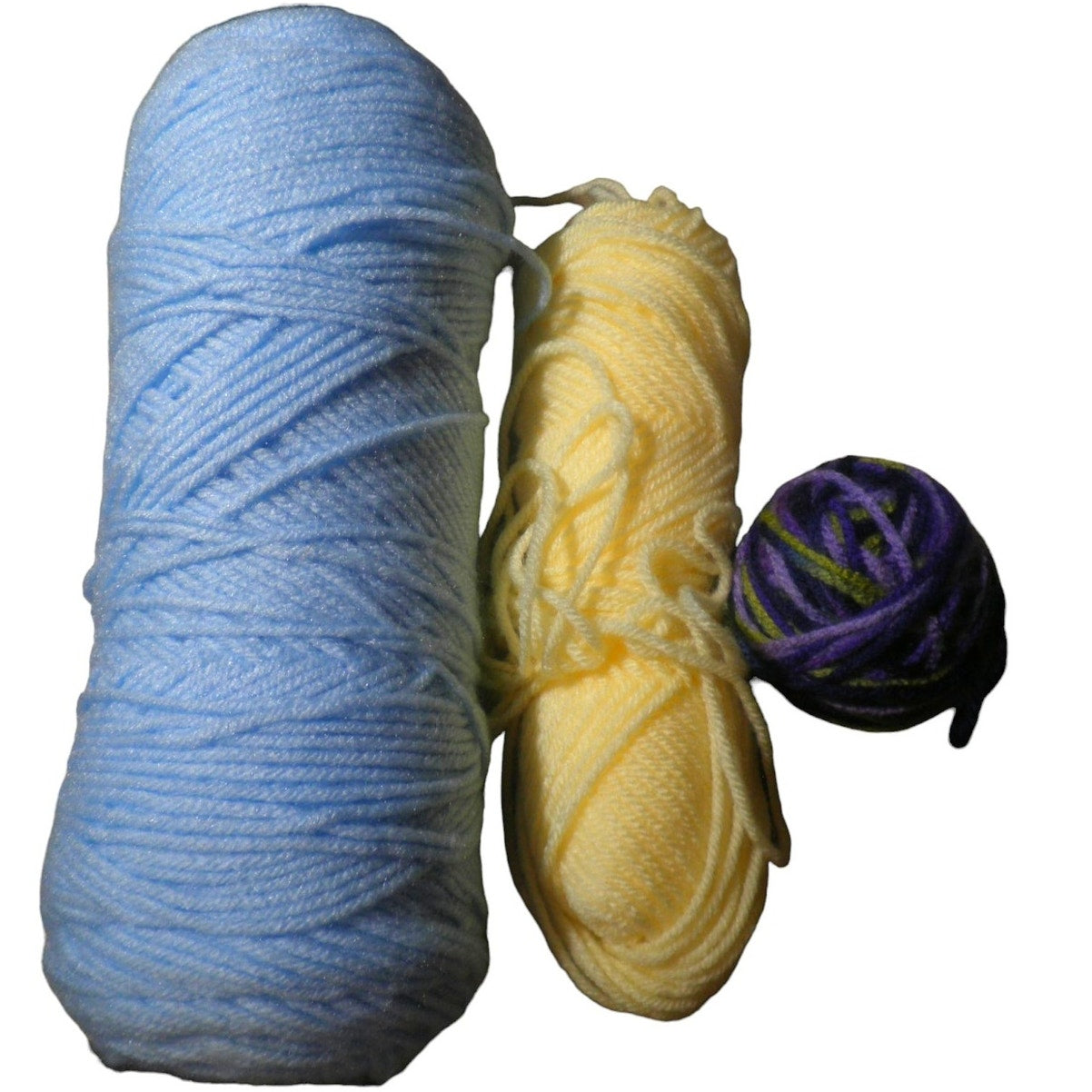 Yarn Bundle - Sky Blue, Pastel Yellow, Multi- Purple/Green/Blue