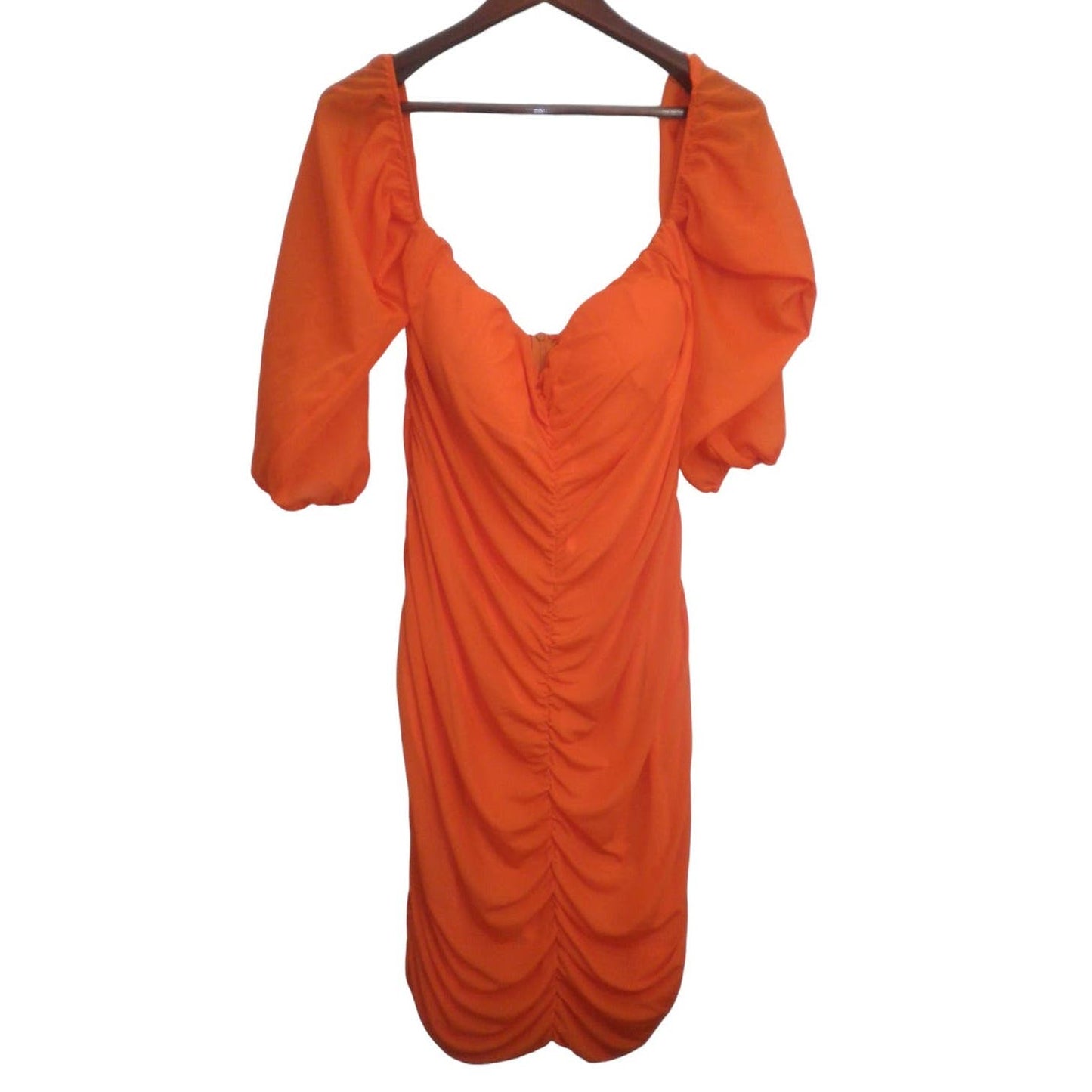 Bodycon Dress, Off Shoulder Dress Solid Color, Sexy Slim Fit, Orange 4XL