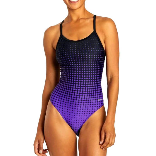 Sporti Molecule Thin Strap One Piece Swimsuit - Purple/Black, 32