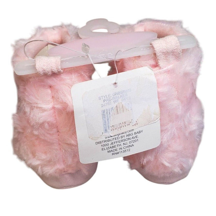 Rising Star Baby Girl Size 1 (3-6 Months) Faux Fur Flower Embellished Pre-Walker