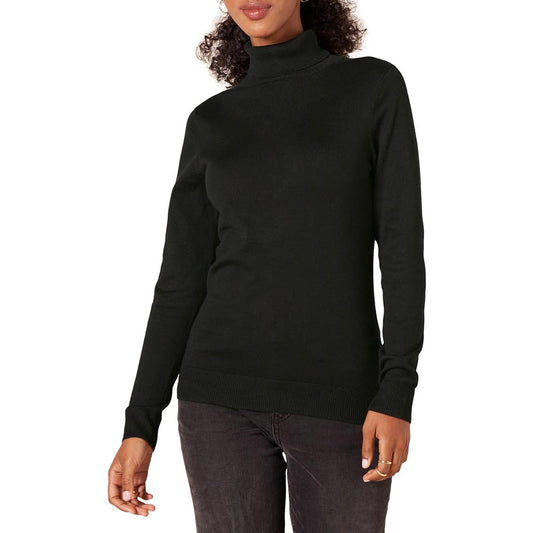 Women's Classic-Fit Lightweight Long-Sleeve Turtleneck Sweater, Black, Medium