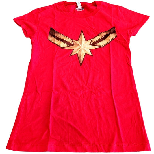 Big Girls Crew Neck Short Sleeve Captain Marvel Marvel Graphic T-Shirt, Red, XL