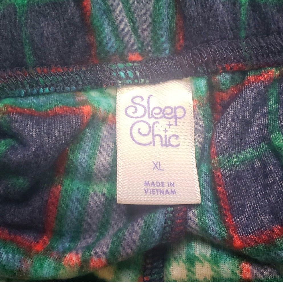 Sleep Chic Womens Flannel Pajama Pants With Socks, Green, Blue, Red Pants, XL