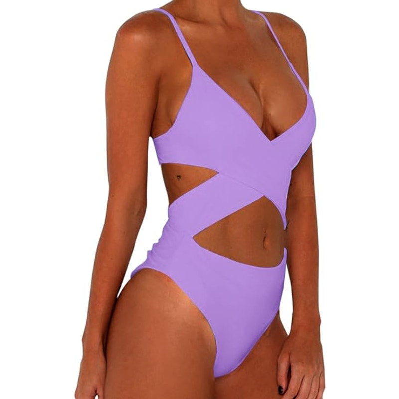 Sexy Criss Cross High Waisted Cut Out One Piece Monokini Swimsuit, L NWOT