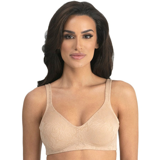 Dominique Women's Jolie Wire Free Jacquard Soft Cup Minimizer Bra, 34F, Mocha