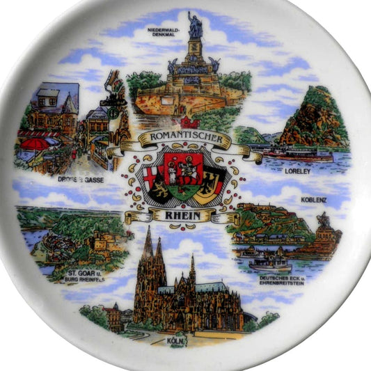Porcelain Collectors Coaster, 3-7/8"D, Romantischer Rhein Germany Cities & Sites